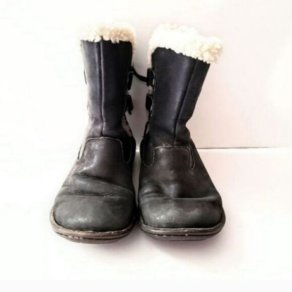 UGG Grey Akadia Back Lace-Up Waterproof Snow Boot Fleece Lined US Womens Size 6 - Picture 3 of 4
